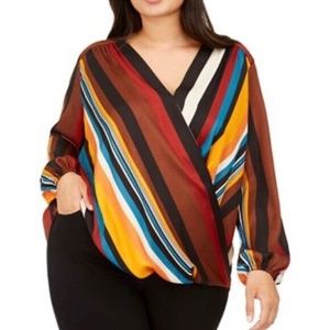 Women's INC International Concepts Striped Surplice Blouse/Top Plus Size
